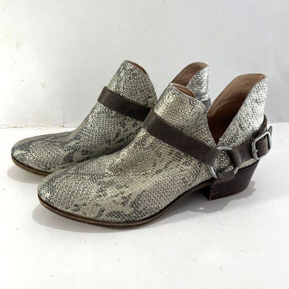 Lucky Brand leather bootie western harness boots snake print casual women 9.5 - Picture 1 of 9